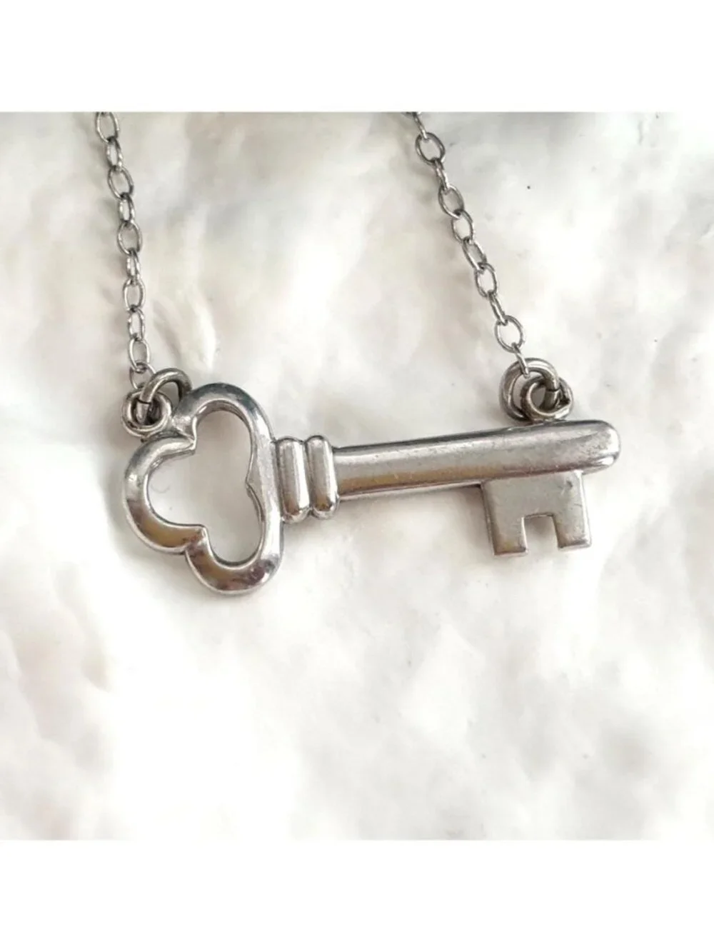 Antique Key 12k Gold Filled Sterling Silver 925 Vintage Pendant Necklace - 16